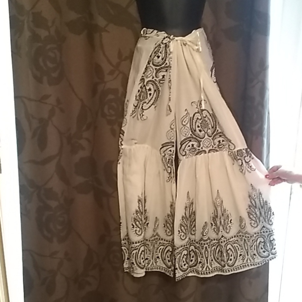 White and black  cotton palazzo pants